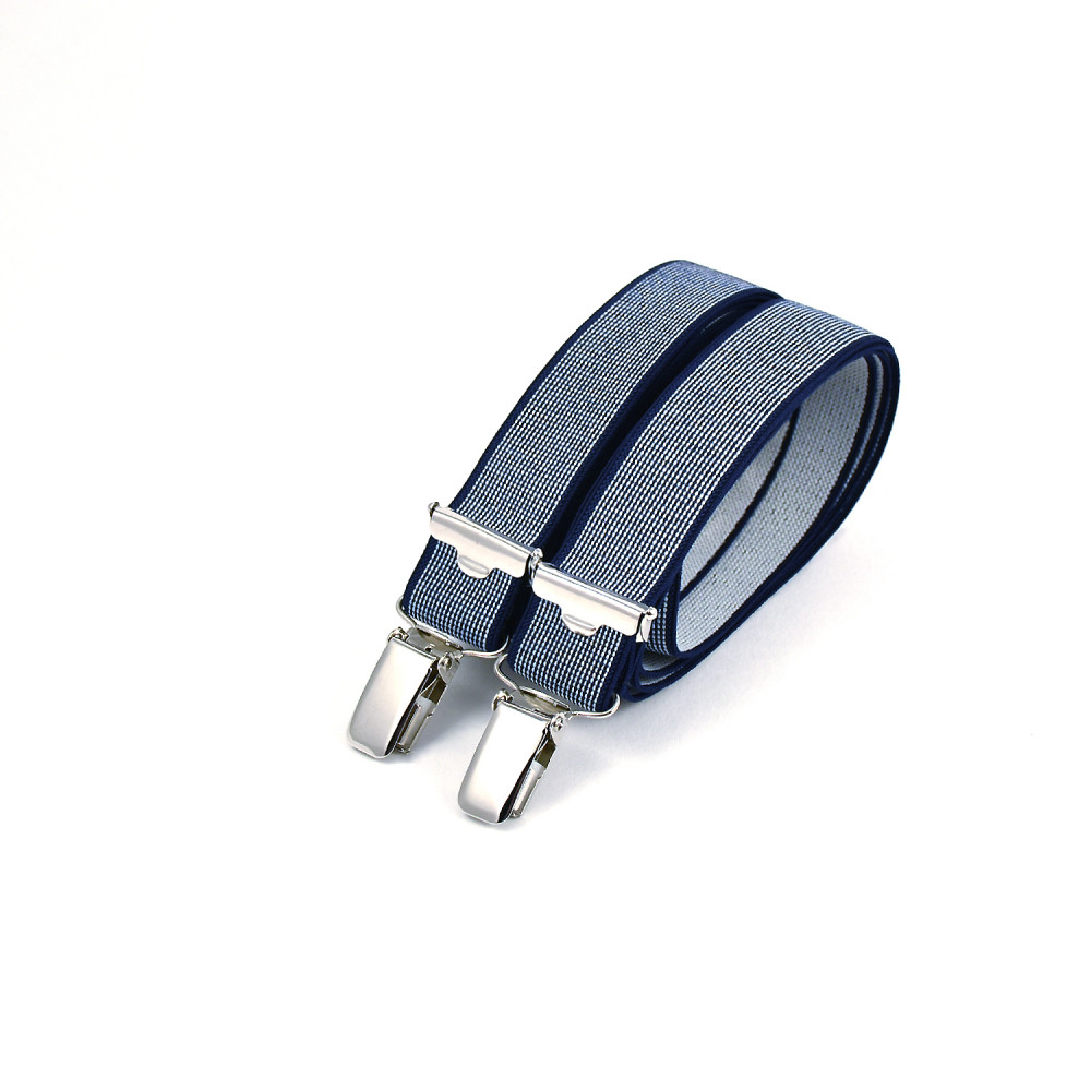 Thin clip-on men's braces / suspenders – Mottled navy